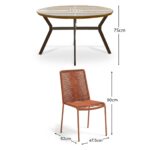 Ezra 4 Seater Round Wooden Garden Set with Ryder Burnt Orange Chairs - Image 10