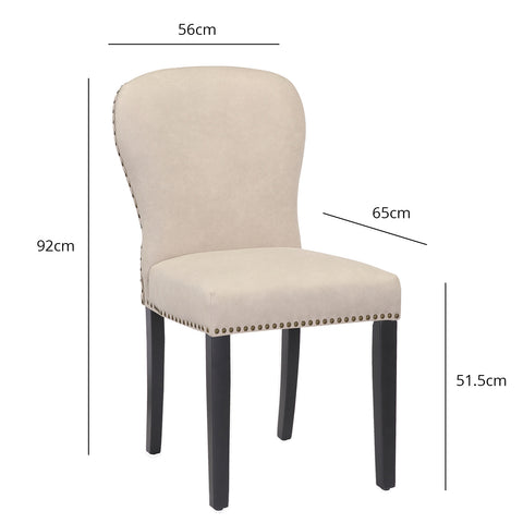 Outlet - Edward Dining Chairs - Set of 2 - Faux Leather Stone & Black Wood