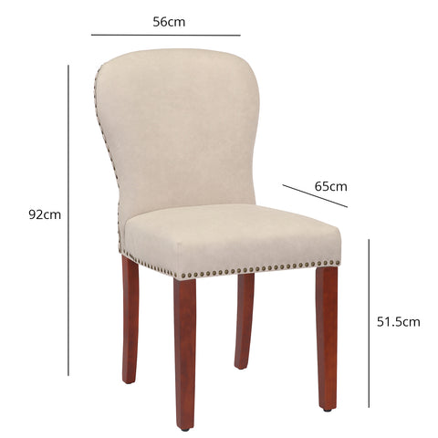 Outlet - Edward Dining Chairs - Set of 2 - Faux Leather Stone & Dark Wood