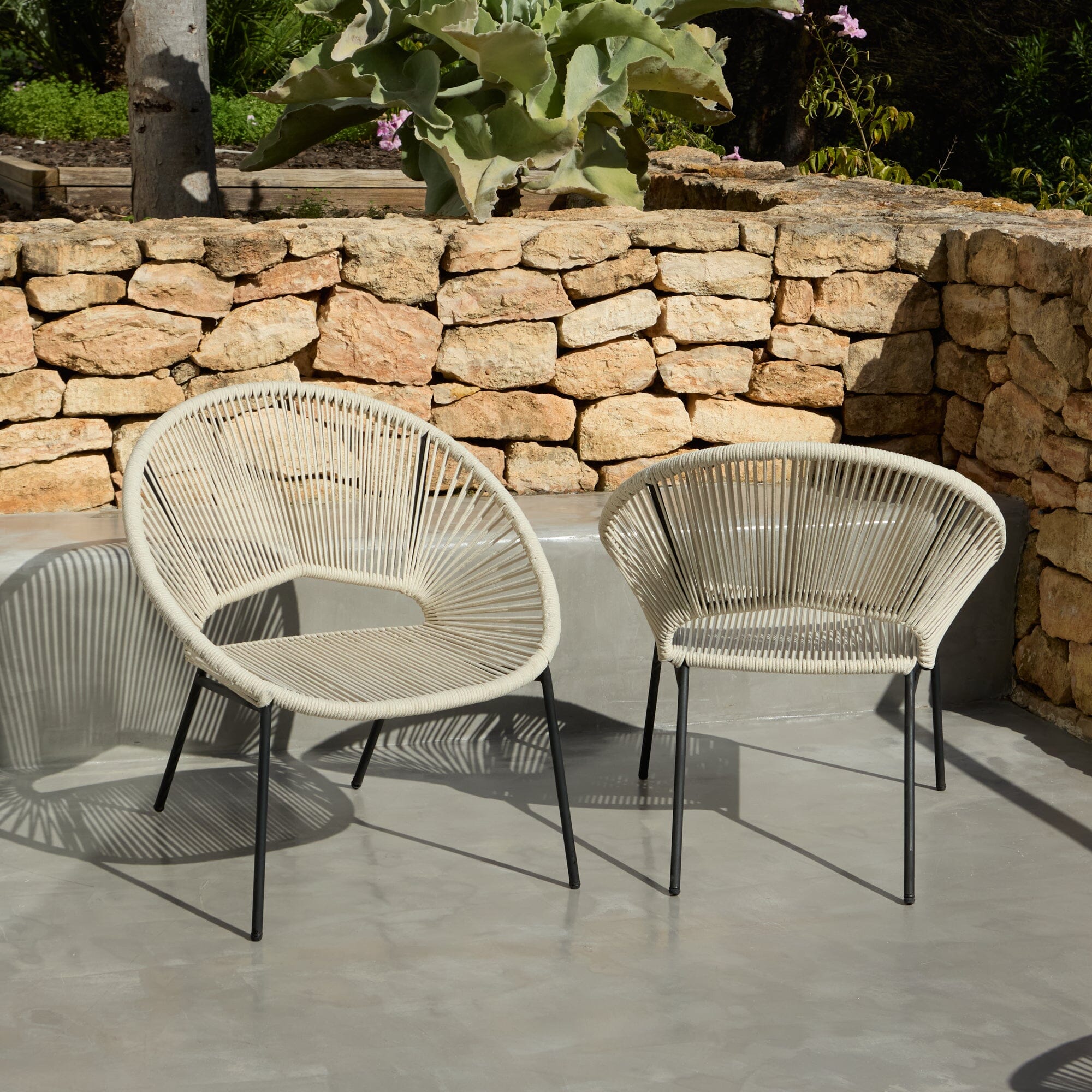 Eli Beige Rope Garden Chairs - Set of 2 - Image 3