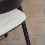 Charlotte Black Oak Round Dining Table Set - 4 Seater - Ella Black Oak Carver Chairs - Off White Boucle - Image 10