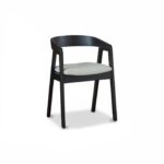 Charlotte Black Oak Round Dining Table Set - 4 Seater - Ella Black Oak Carver Chairs - Off White Boucle - Image 13