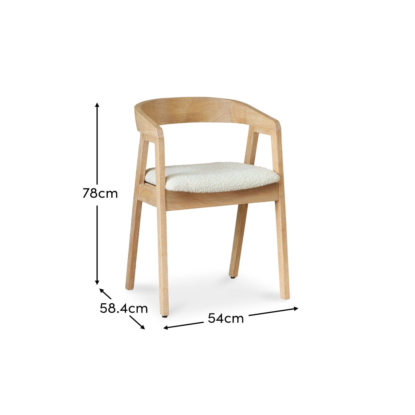 Ella Boucle Dining Armchairs - Set of 2 - Whitewash Oak Legs - Image 8