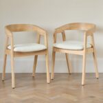 Ella Boucle Dining Armchairs - Set of 2 - Whitewash Oak Legs