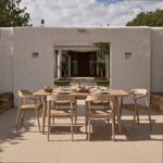 Elowen 6 Seater Wooden Garden Dining Table - Light Brushed Acacia - Image 2