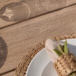 Elowen 6 Seater Wooden Garden Dining Table - Light Brushed Acacia - Image 3