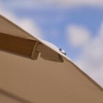 Emporio 3.5x2.6m Ivory Cantilever Parasol with 90kg Concrete Parasol Base - Wood Effect - Image 8