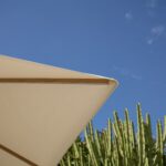 Emporio 3.5x2.6m Ivory Cantilever Parasol with 90kg Concrete Parasol Base - Wood Effect - Image 9