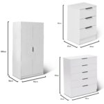 Essie 3 Piece Bedroom Set - 5 Chest of Drawers - Pure White - Image 10