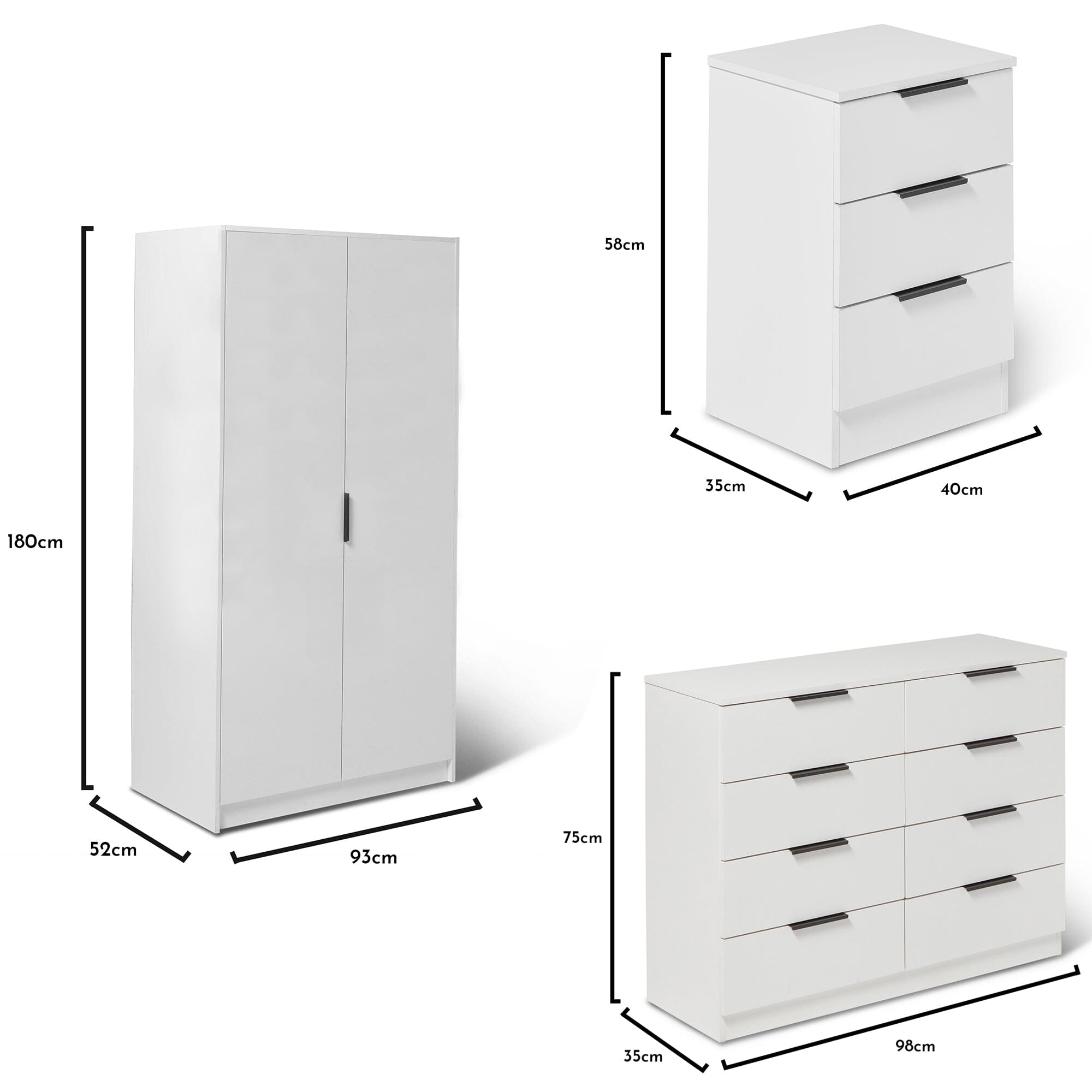 Essie 4 Piece Bedroom Set - 8 Chest of Drawers - Pure White - Image 12
