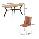 Ezra 6 Seater Oval Wooden Garden Dining Set with Ryder Burnt Orange Chairs - Image 10