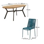 Ezra 6 Seater Oval Wooden Garden Dining Set with Ryder Teal Chairs - Image 12