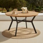 Ezra 4 Seater Round Wooden Garden Set with Ryder Black Chairs - Image 3
