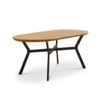 Ezra Oval Wooden Garden Table - White Acacia with Black Metal Legs - Image 9