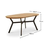 Ezra Oval Wooden Garden Table - White Acacia with Black Metal Legs - Image 10
