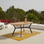 Ezra 6 Seater Oval Wooden Garden Dining Set with Ryder Teal Chairs - Image 8