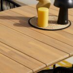 Ezra Oval Wooden Garden Table - White Acacia with Black Metal Legs - Image 4