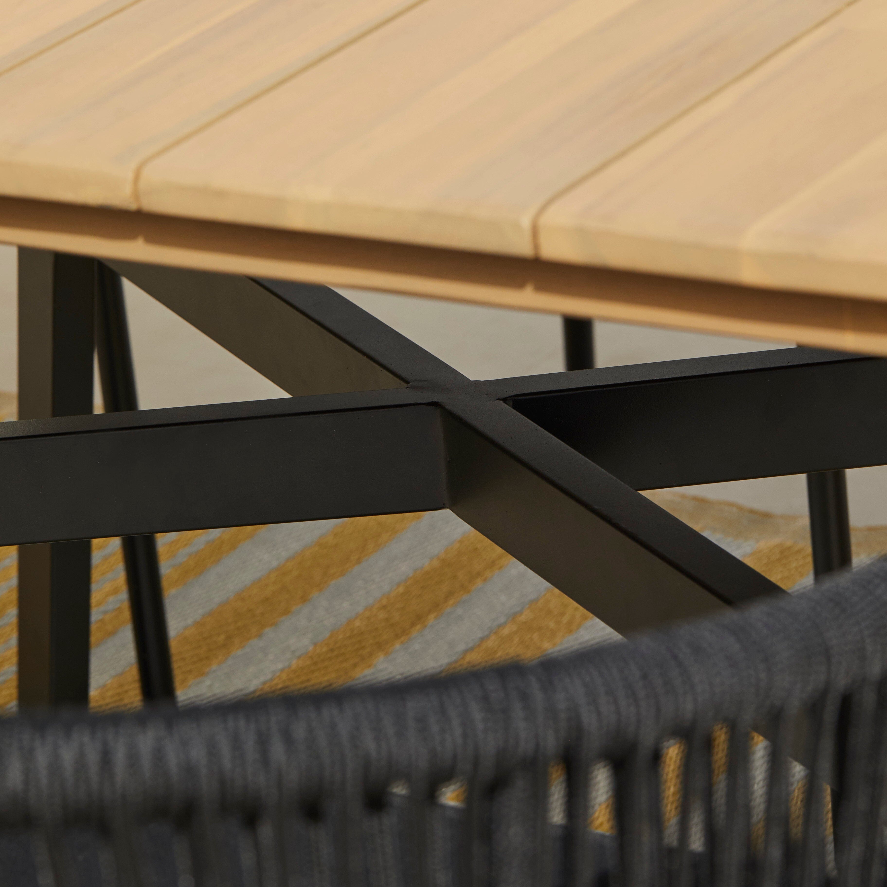 Ezra Oval Wooden Garden Table - White Acacia with Black Metal Legs - Image 7