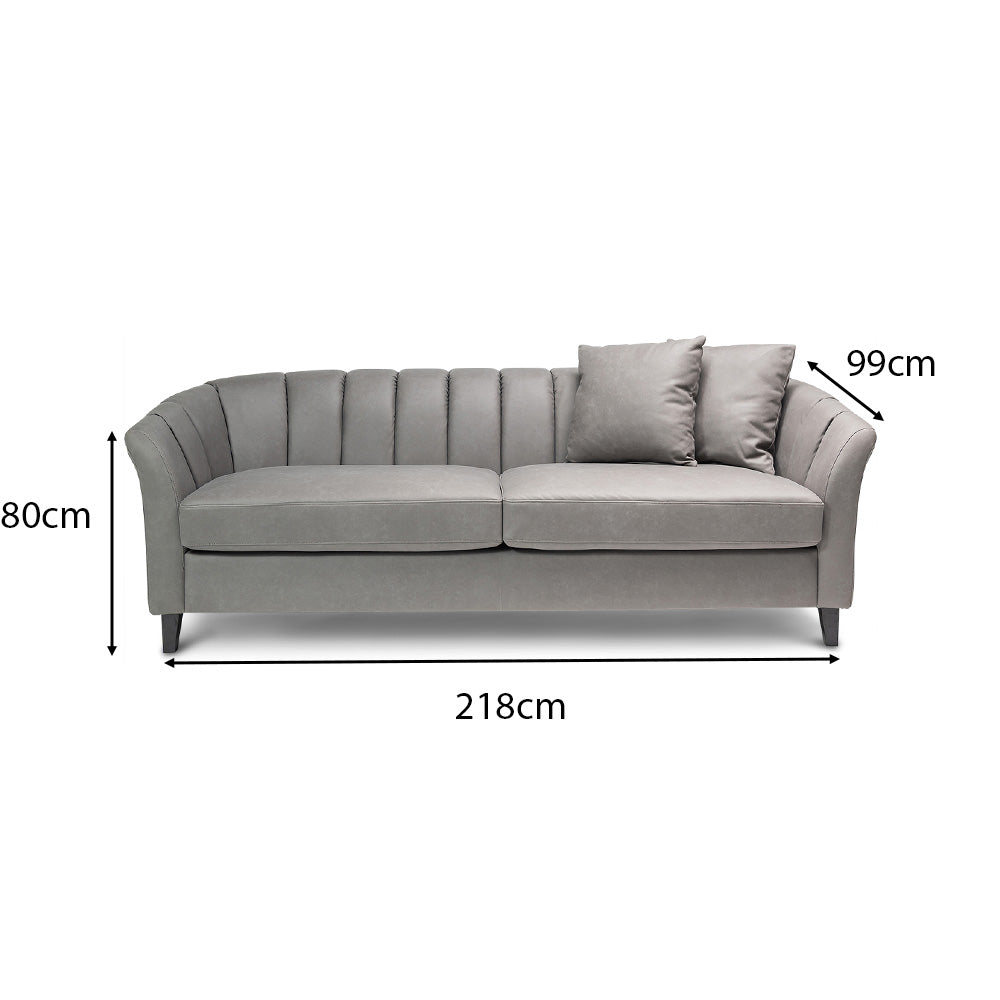 Florence4seatergrey a458c354 4aee 4e97 90e8 b994a89daf52 Florence 4 Seater Sofa - Steel Grey Vegan Leather with Dark Oak Legs
