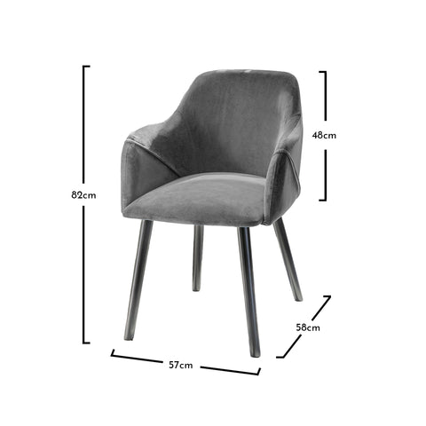 Outlet - Freya Dining Chairs with Arms - Set of 2 - Grey & Black Wood 1 Freya armchairs - set of 2 - grey and black