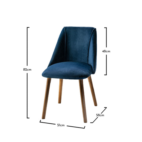 Willow Pale Oak Dining Table Set - 4 Seater - Freya Blue Dining Chairs - Whitewash Legs 2 Freya dining chairs - set of 2 - blue and dark wood