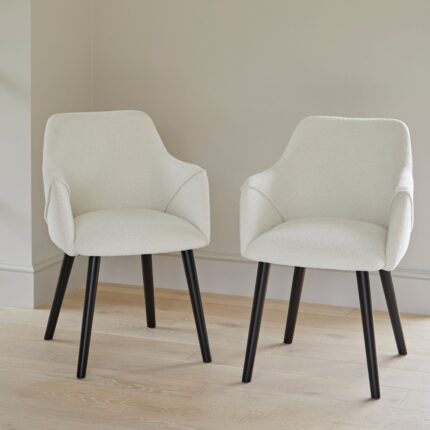 Outlet - Freya Armchairs - Set of 2 - Boucle with Black Oak Legs