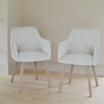 Freya Oat Boucle Armchair - Set of 2 - Whitewash Oak Legs