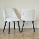 Freya Oat Boucle Dining Chairs - Set of 2 - Black Oak Legs - Image 3