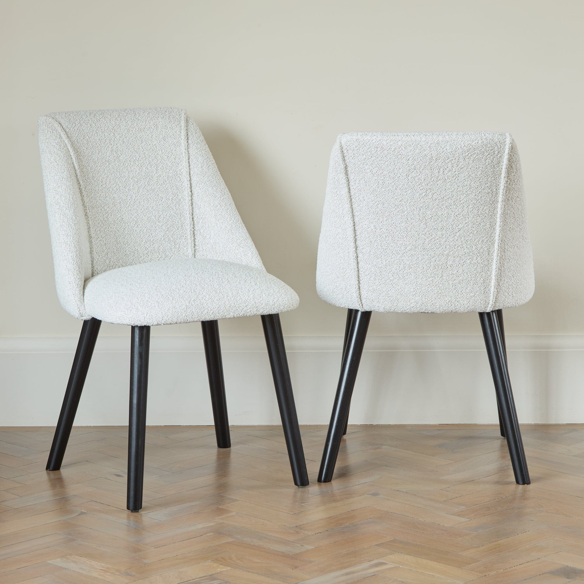 Freya Oat Boucle Dining Chairs - Set of 2 - Black Oak Legs - Image 3