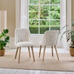 Freya Oat Boucle Dining Chairs - Set of 2 - Pale Oak Legs - Image 2