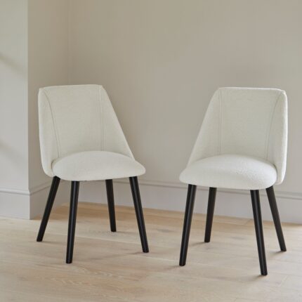 Freya Boucle Dining Chairs - Set of 2 - Black Oak Legs