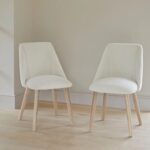 Amelia Whitewash Extendable Dining Table Set - 6 Seater - Freya Boucle Dining Chairs - Whitewash Legs - Image 3