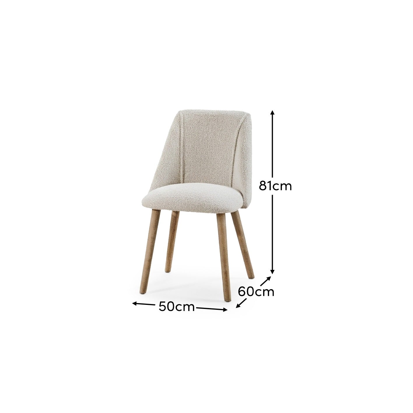 Freya Oat Boucle Dining Chairs - Set of 2 - Pale Oak Legs - Image 9