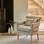 Outlet - Grace Soft Beige Armchair - Whitewash Oak Legs