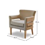 Grace Soft Beige Occasional Armchair - Whitewash Oak Legs - Image 14
