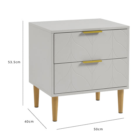 Gloria Bedside Tables - Set of 2 - Grey & Brass Effect 1 gloria bedside tables - set of two - grey
