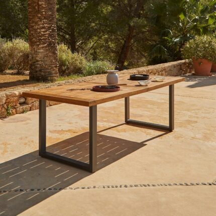 Hali 8 Seater Steel Acacia Top Dining Table 235cm