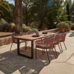 Hali 6 Seater Wooden Outdoor Dining Set with Hali Pink Chairs - 235cm