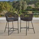 Outlet - Hali Black Rope Garden Bar Stool with Cushion - Set of 4 - Image 2