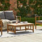 Harrelson Wooden Garden Sofa Set with Grey Lean Over Parasol - Grey Cushions - Image 3