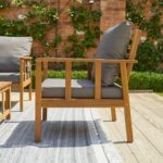 Harrelson Wooden Garden Sofa Set with Grey Lean Over Parasol - Grey Cushions - Image 5
