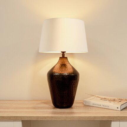 Hale Black Bronze Lamp with Coningsby White Shade - 35cm