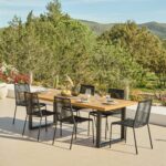 Hali 6 Seater Wooden Garden Dining Set with Ryder Black Chairs - 175cm