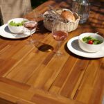 Hali 6 Seater Wooden Outdoor Dining Set with Hali Green Chairs & Grey LED Premium Cantilever Parasol - 235cm - Image 14