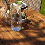Hali 6 Seater Wooden Outdoor Dining Set with Hali Green Chairs & Grey LED Premium Cantilever Parasol - 235cm - Image 13