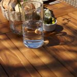 Hali 4 Seater Wooden Outdoor Dining Set with Hali Natural Chairs & Cream Led Premium Cantilever Parasol - 175cm - Image 7
