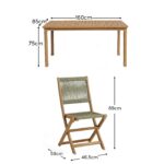 Harlyn 4 Seater Wooden Garden Dining Set with Cove Green Rope Chairs - 160cm - Image 11