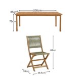 Harlyn 6 Seater Wooden Garden Dining Set with Cove Green Rope Chairs - 200cm - Image 11