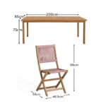 Harlyn 6 Seater Wooden Garden Dining Set with Cove Pink Rope Chairs - 200cm - Image 12