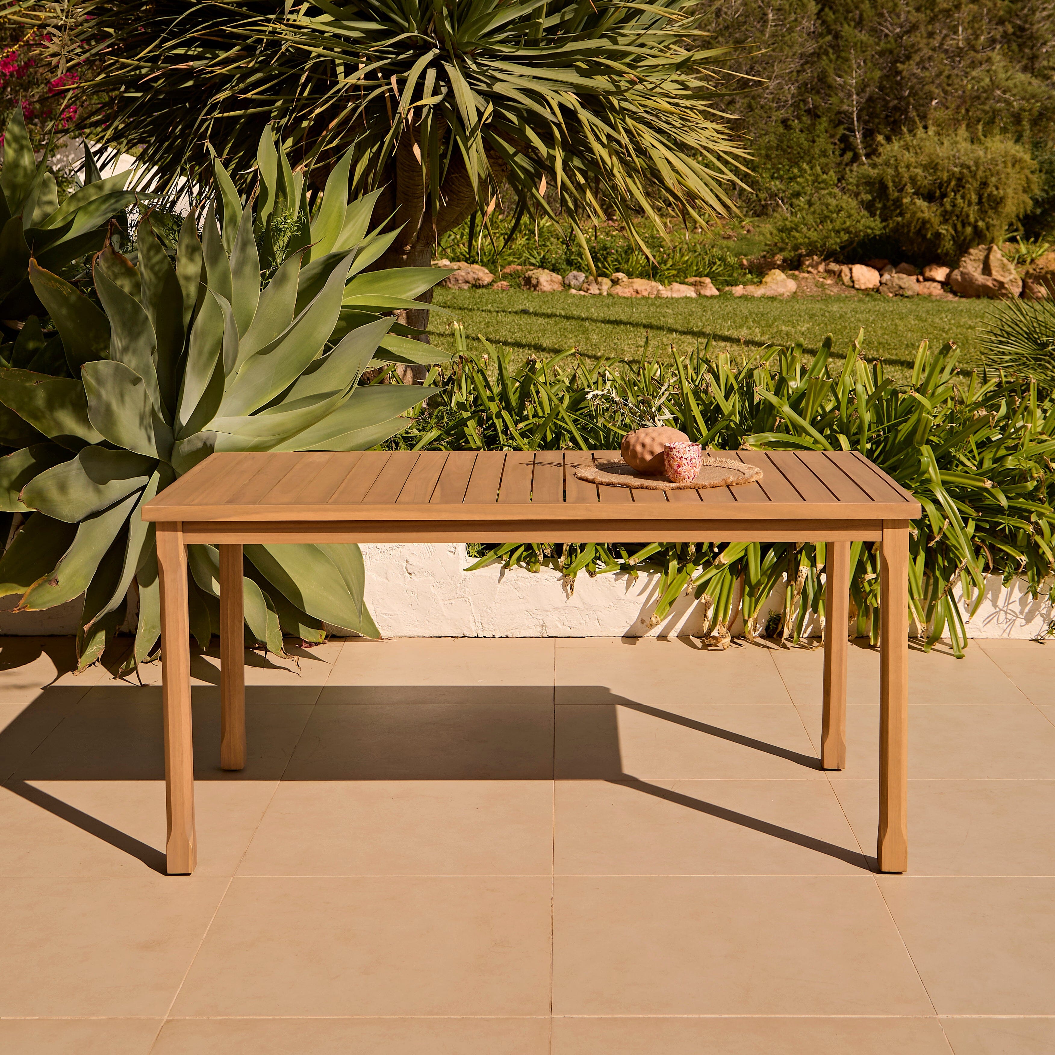 Harlyn_160cm_Dining_Table-1 Harlyn 4 Seater Wooden Garden Dining Table - White Acacia - Image 1